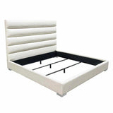 Bardot Channel Tufted White Leather Bed Frame Beds LOOMLAN By Diamond Sofa