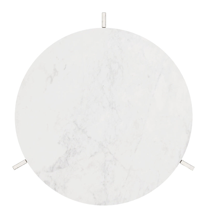 Barmas Marble and Aluminum Round Side Table Side Tables LOOMLAN By Zuo Modern