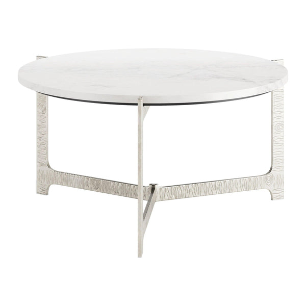 Barmas White and Silver Round Coffee Table Coffee Tables LOOMLAN By Zuo Modern