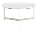 Barmas White and Silver Round Coffee Table Coffee Tables LOOMLAN By Zuo Modern