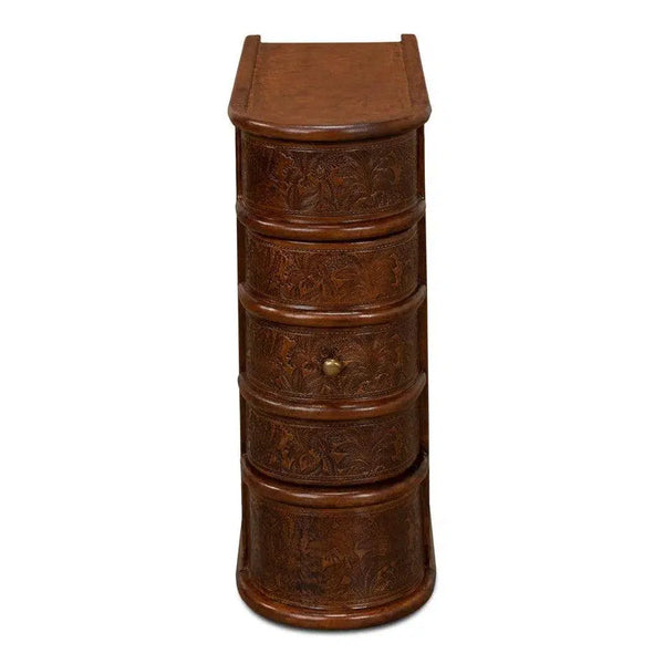 Barnes Leather Book Side Table Side Tables LOOMLAN By Sarreid