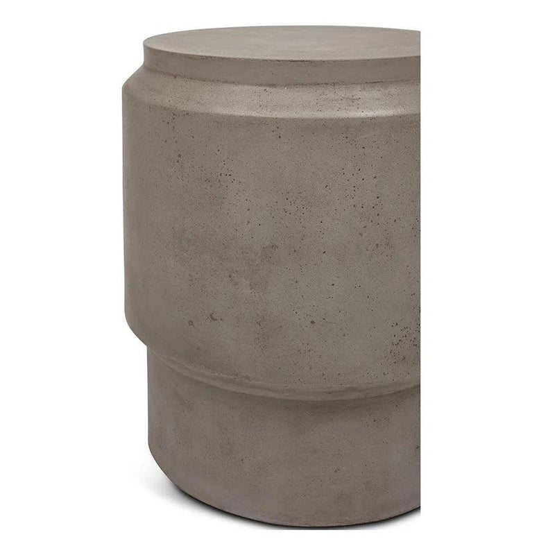 Barrel Fiber Reinforced Concrete Round End Table Outdoor Side Tables LOOMLAN By Urbia