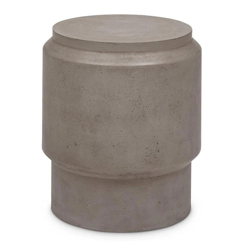 Barrel Fiber Reinforced Concrete Round End Table Outdoor Side Tables LOOMLAN By Urbia