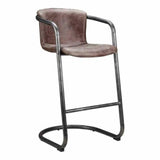 Barstool Leather Upholstered Brown (Set of 2) Bar Stools LOOMLAN By Moe's Home