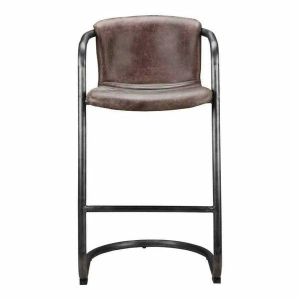 Barstool Leather Upholstered Brown (Set of 2) Bar Stools LOOMLAN By Moe's Home