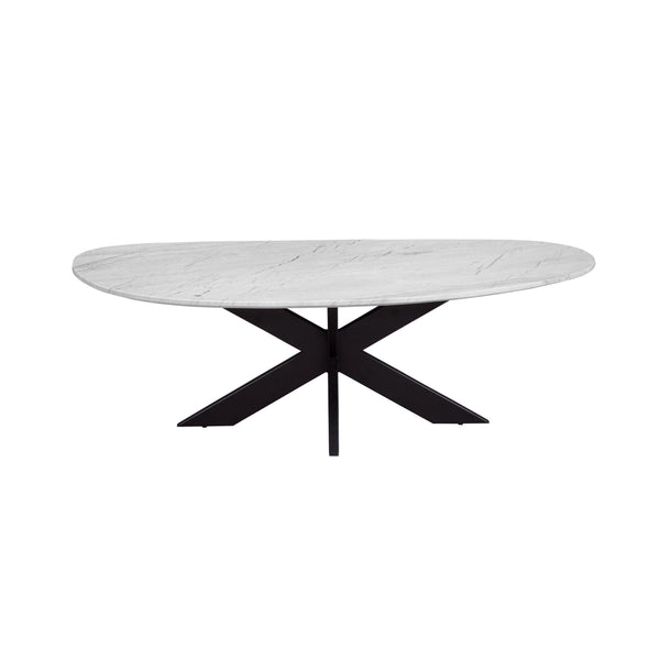 Barton Iron and Marble White Oval Coffee Table Coffee Tables LOOMLAN By Bassett Mirror