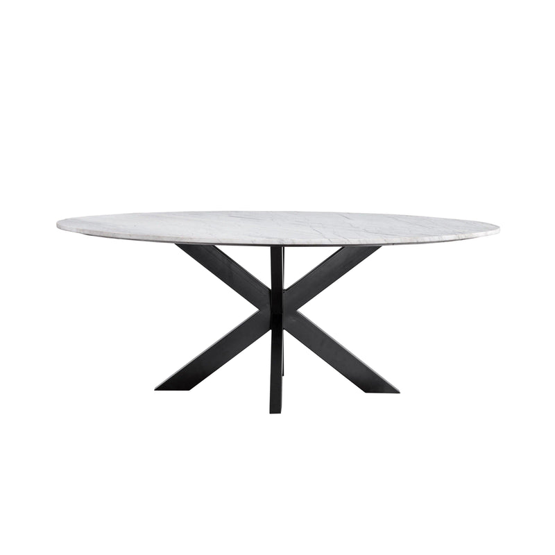 Barton Marble and Metal Black Round Dining Table Dining Tables LOOMLAN By Bassett Mirror