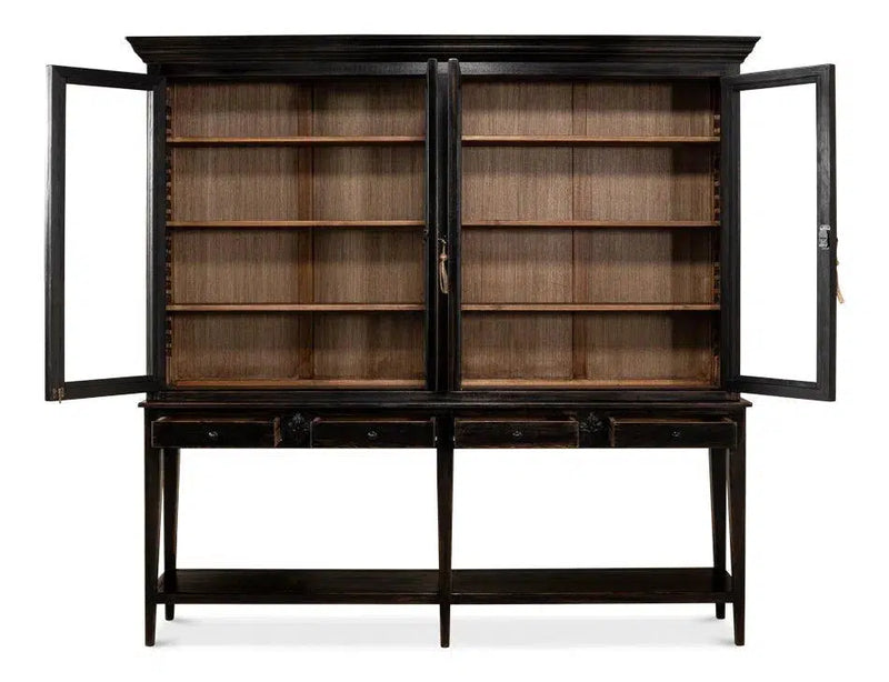 Beacon Hill Display Case Ebony Slim Cabinet With Glass Doors Buffets & Curios LOOMLAN By Sarreid