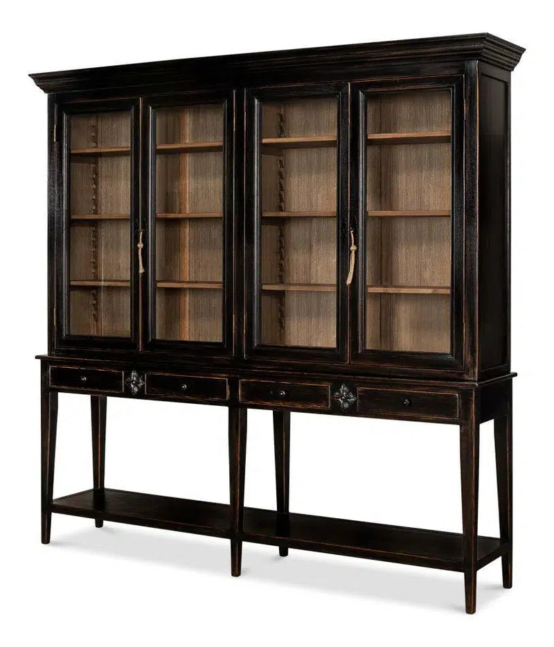 Beacon Hill Display Case Ebony Slim Cabinet With Glass Doors Buffets & Curios LOOMLAN By Sarreid