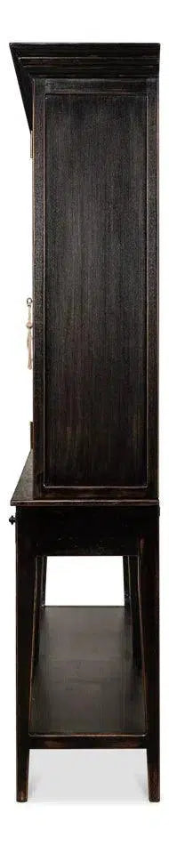 Beacon Hill Display Case Ebony Slim Cabinet With Glass Doors Buffets & Curios LOOMLAN By Sarreid