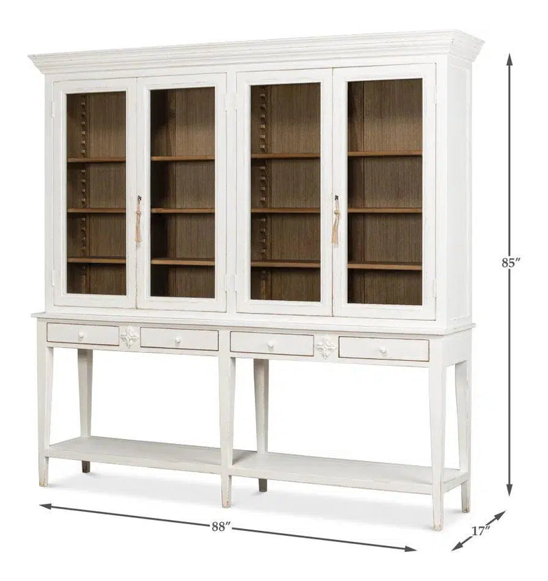 Beacon Hill Display Case White Slim Cabinet With Glass Doors Buffets & Curios LOOMLAN By Sarreid