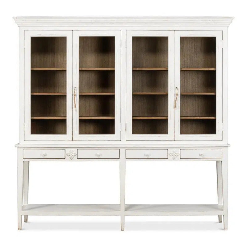 Beacon Hill Display Case White Slim Cabinet With Glass Doors Buffets & Curios LOOMLAN By Sarreid