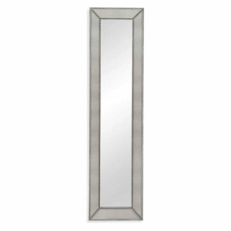 Beaded Leaner 80" Rectangle Silverleaf Floor Mirror Floor Mirrors LOOMLAN By Bassett Mirror