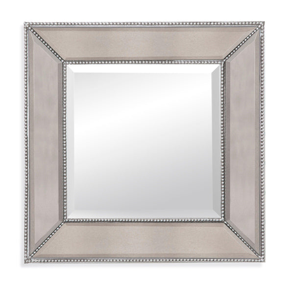 Beaded Wood and Glass Grey Wall Mirror Wall Mirrors LOOMLAN By Bassett Mirror