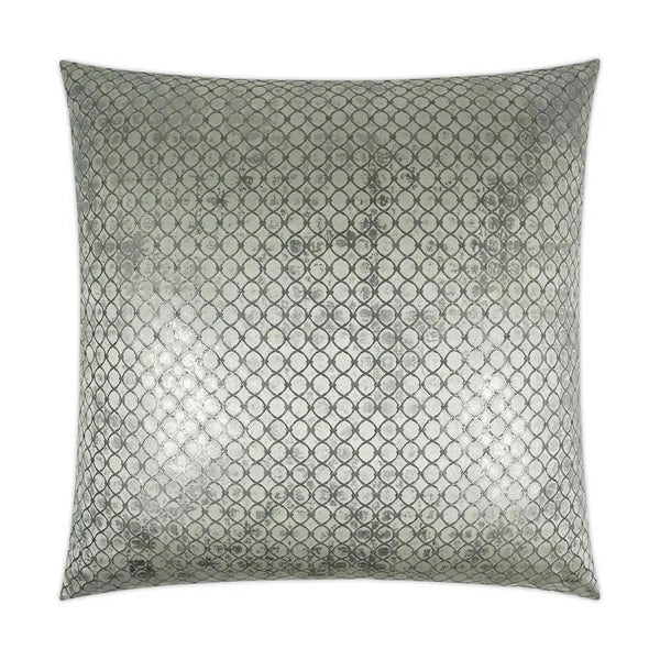 Beadling Glam Circular Dots Silver Large Throw Pillow With Insert Throw Pillows LOOMLAN By D.V. Kap