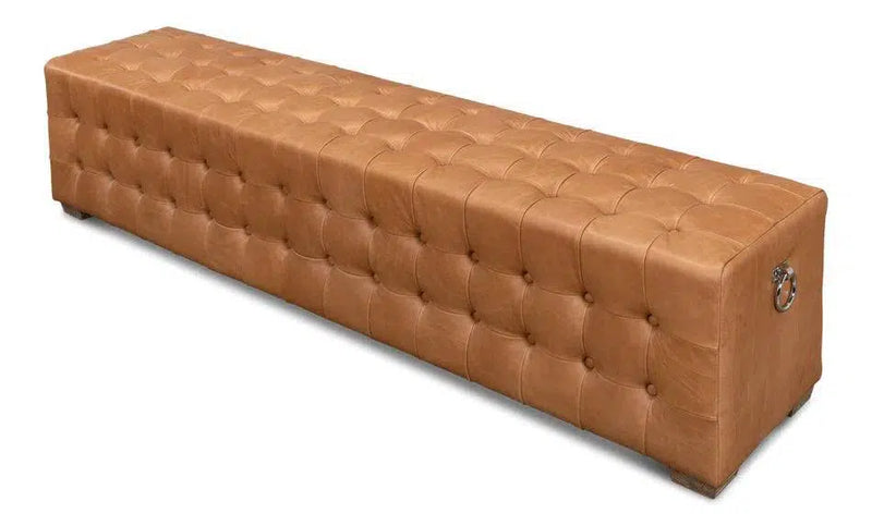 Beam Bench Tufted Leather Bedroom Benches LOOMLAN By Sarreid