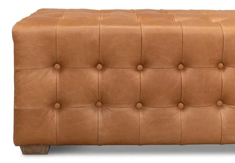 Beam Bench Tufted Leather Bedroom Benches LOOMLAN By Sarreid