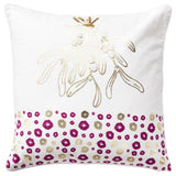 Beatrice Beaded White Gold Throw Pillow With Down Insert Throw Pillows LOOMLAN By LOOMLAN