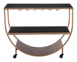 Bechet Brass Black Bar Cart Home Bar Carts LOOMLAN By Zuo Modern