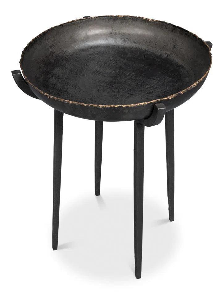 Beckham Metal Black Round End Table Side Tables LOOMLAN By Sarreid