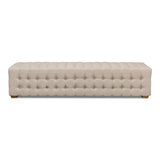 Bedroom Beam Bench Tufted Beige Linen Bedroom Benches LOOMLAN By Sarreid