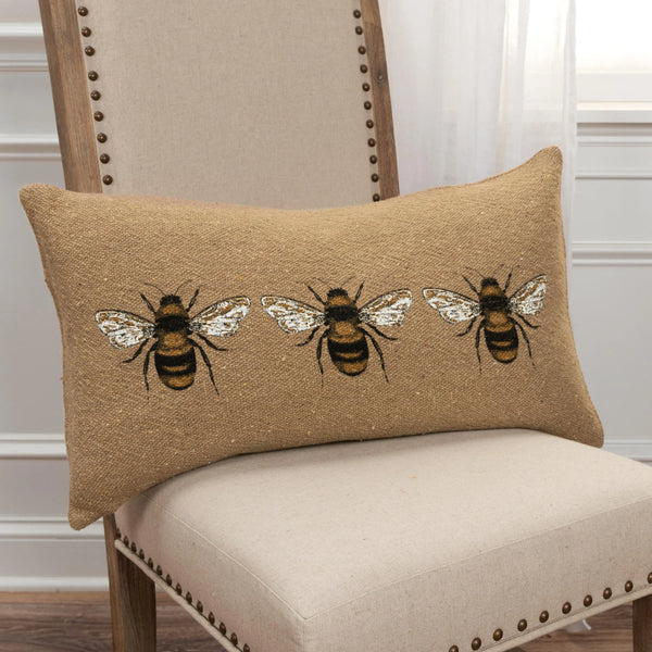 Bee Brown Lumbar Pillow With Insert Throw Pillows LOOMLAN By LOOMLAN