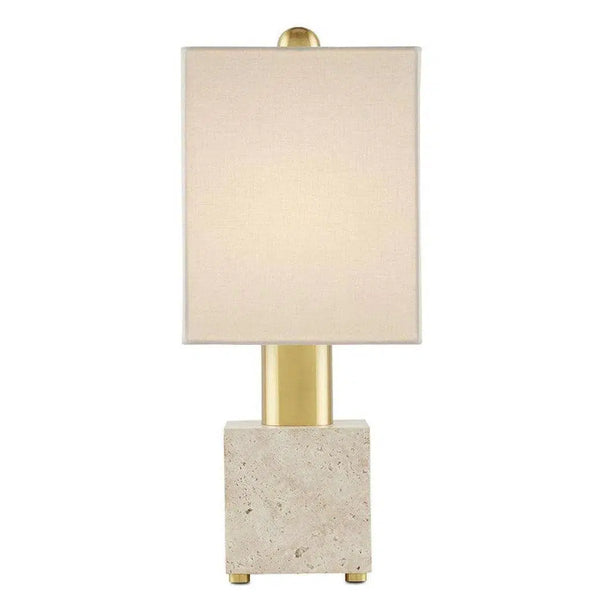 Beige Antique Brass Gentini Table Lamp Table Lamps LOOMLAN By Currey & Co