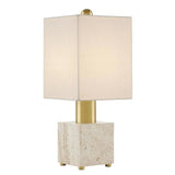 Beige Antique Brass Gentini Table Lamp Table Lamps LOOMLAN By Currey & Co