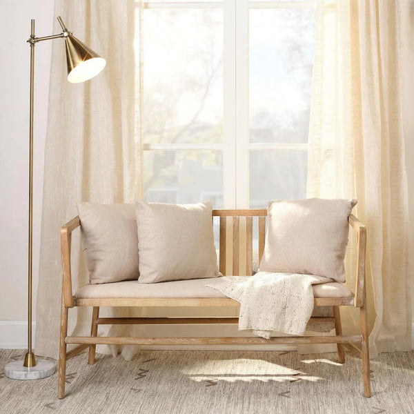 Beige Ash Wood 100% Linen Grayson Settee Bedroom Benches LOOMLAN By Jamie Young