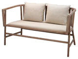 Beige Ash Wood 100% Linen Grayson Settee Bedroom Benches LOOMLAN By Jamie Young