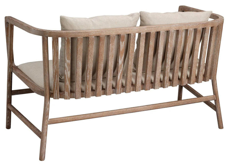 Beige Ash Wood 100% Linen Grayson Settee Bedroom Benches LOOMLAN By Jamie Young