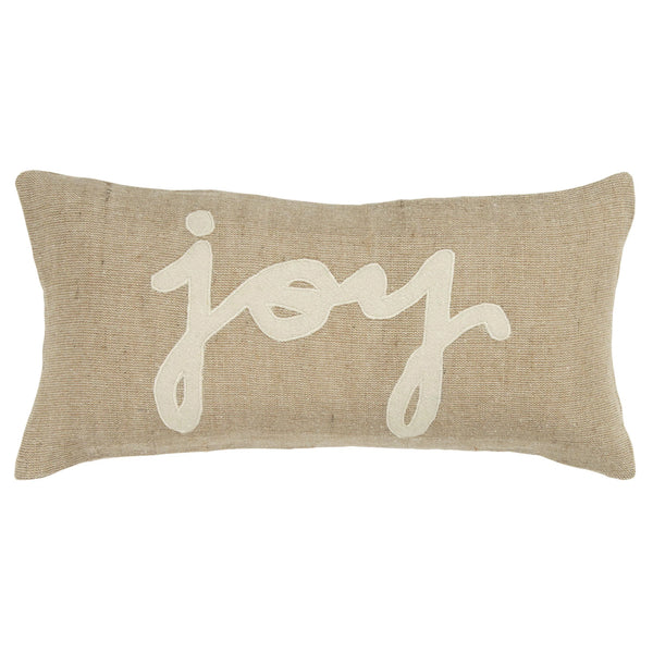 Beige Ronny Word Lumbar Pillow With Insert Throw Pillows LOOMLAN By LOOMLAN