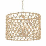 Beige Smoke Wood Natural Rope Chesapeake Drum Chandelier Chandeliers LOOMLAN By Currey & Co