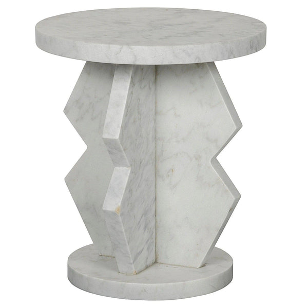 Belasco Marble White Round Side Table Side Tables LOOMLAN By Noir