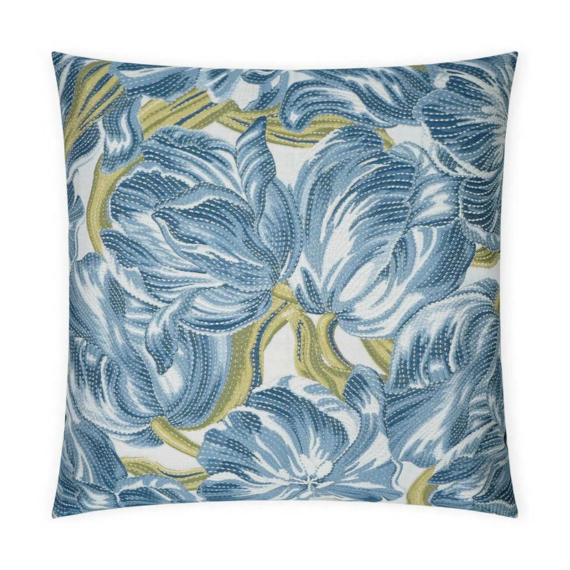 Belle Ame Indigo Floral Blue Large Throw Pillow With Insert Throw Pillows LOOMLAN By D.V. Kap