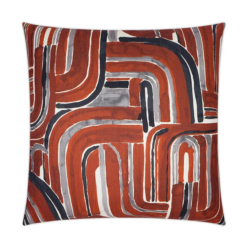 Bender Cinnabar Abstract Red Large Throw Pillow With Insert Throw Pillows LOOMLAN By D.V. Kap