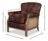 Benjamin Club Chair Brown Leather Accent Chairs LOOMLAN By Sarreid