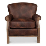 Benjamin Club Chair Brown Leather Accent Chairs LOOMLAN By Sarreid