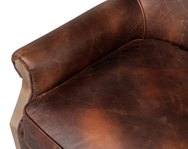 Benjamin Club Chair Brown Leather Accent Chairs LOOMLAN By Sarreid