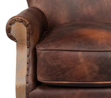 Benjamin Club Chair Brown Leather Accent Chairs LOOMLAN By Sarreid