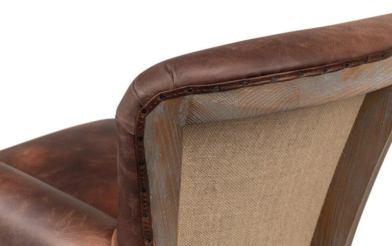 Benjamin Club Chair Brown Leather Accent Chairs LOOMLAN By Sarreid