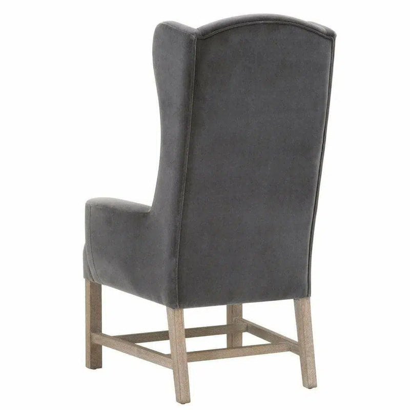 Bennett Dining Arm Chair Gray Velvet Solid Wood Legs Dining Chairs LOOMLAN By Essentials For Living