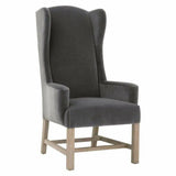 Bennett Dining Arm Chair Gray Velvet Solid Wood Legs Dining Chairs LOOMLAN By Essentials For Living