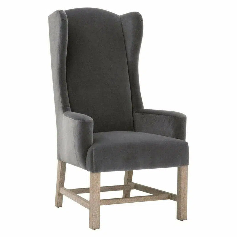 Bennett Dining Arm Chair Gray Velvet Solid Wood Legs Dining Chairs LOOMLAN By Essentials For Living