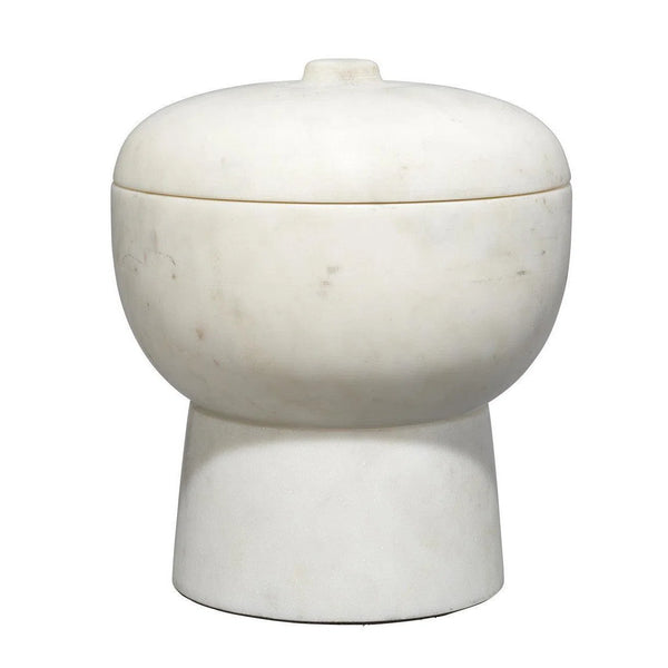 Bennett Off-White Marble Bowl with Lid Boxes & Bowls LOOMLAN By Jamie Young