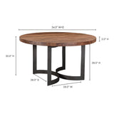 Bent Industrial 54" Round Dining Table for 6 Dining Tables LOOMLAN By Moe's Home