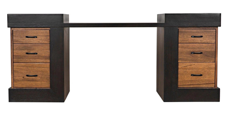 Bentley Desk, Dark Ebony Walnut Wood Unique Desk With Drawers Home Office Desks LOOMLAN By Noir