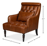 Benton Distilled Leather Brown Arm Chair Club Chairs LOOMLAN By Sarreid