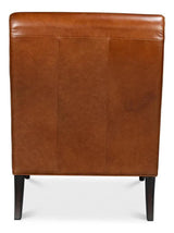 Benton Distilled Leather Brown Arm Chair Club Chairs LOOMLAN By Sarreid