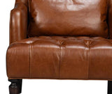 Benton Distilled Leather Brown Arm Chair Club Chairs LOOMLAN By Sarreid